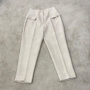 Zara Stylish Cream High-Waisted Trousers